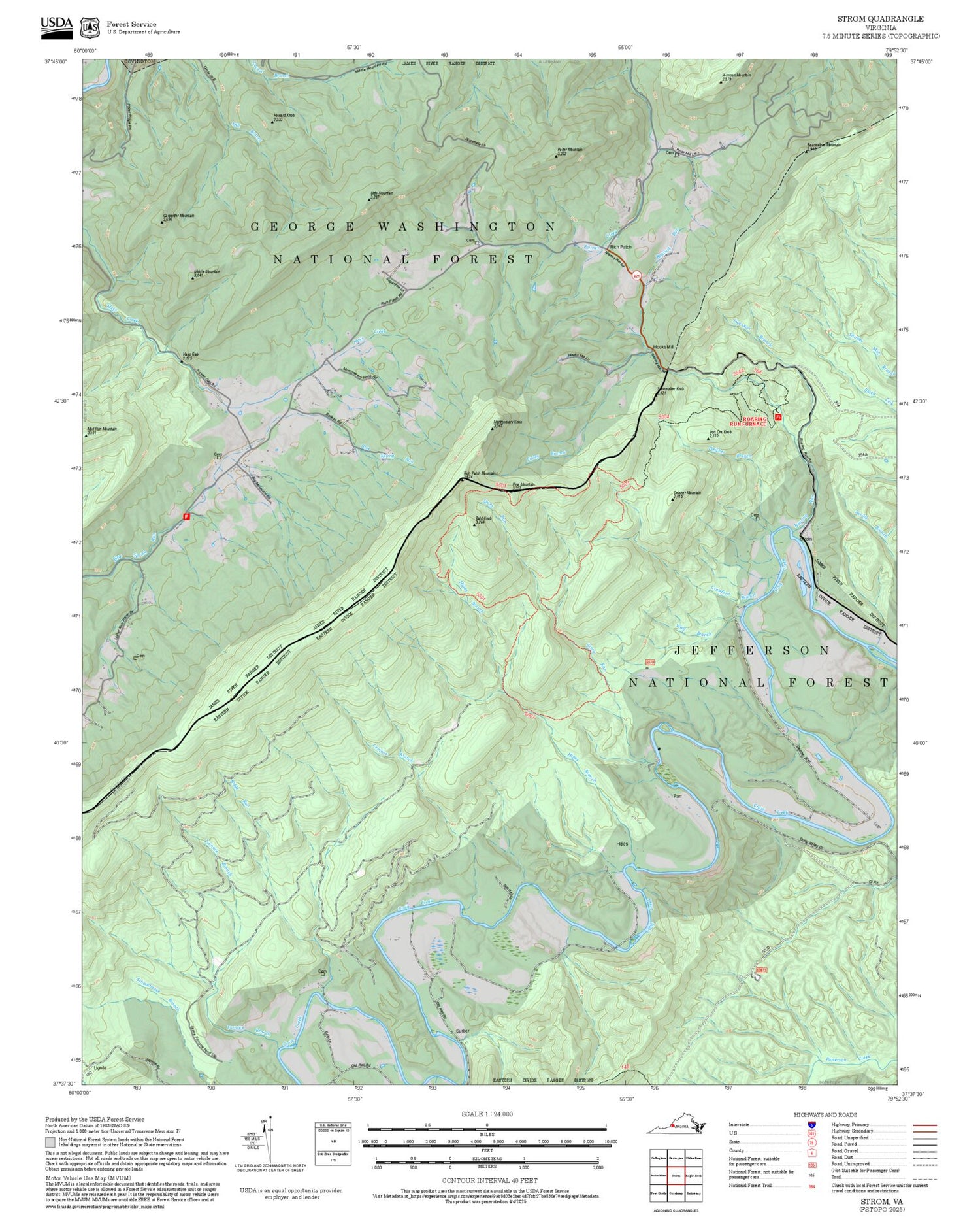 2025 Forest Service Topo Map of Strom Virginia