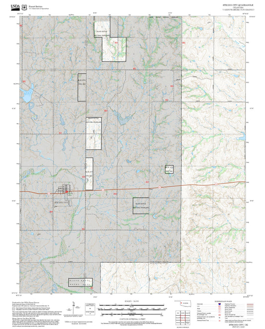 2025 Forest Service Topo Map of Strong City Oklahoma