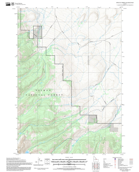 2025 Forest Service Topo Map of Stroud Creek Idaho