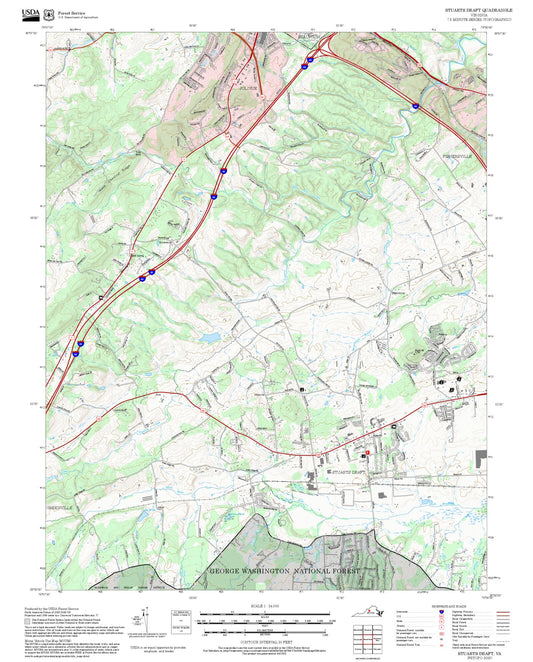 2025 Forest Service Topo Map of Stuarts Draft Virginia