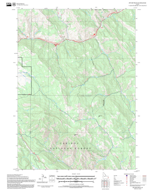 2025 Forest Service Topo Map of Stump Peak Idaho