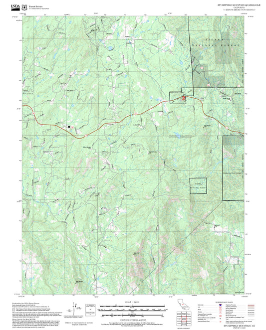 2025 Forest Service Topo Map of Stumpfield Mountain California