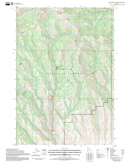 2025 Forest Service Topo Map of Sturgill Peak Idaho