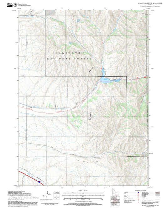 2025 Forest Service Topo Map of Sublett Reservoir Idaho