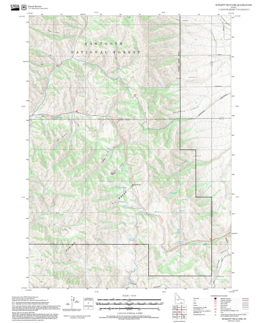 2025 Forest Service Topo Map of Sublett Troughs Idaho
