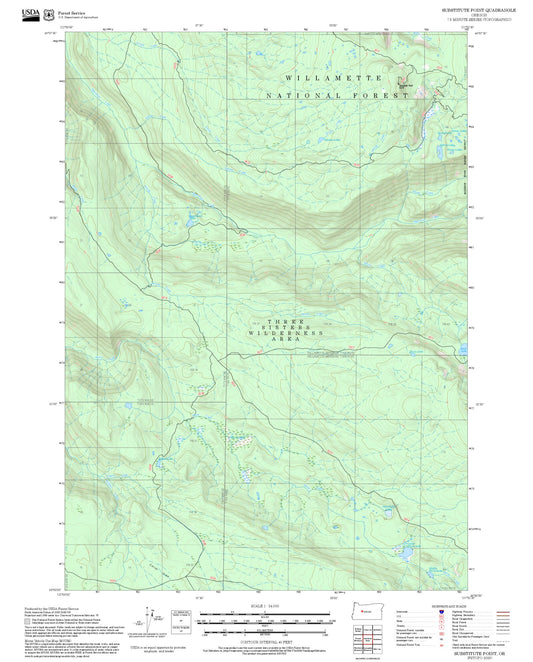 2025 Forest Service Topo Map of Substitute Point Oregon