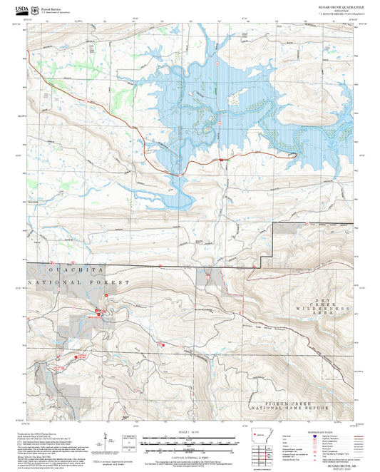 2025 Forest Service Topo Map of Sugar Grove Arkansas