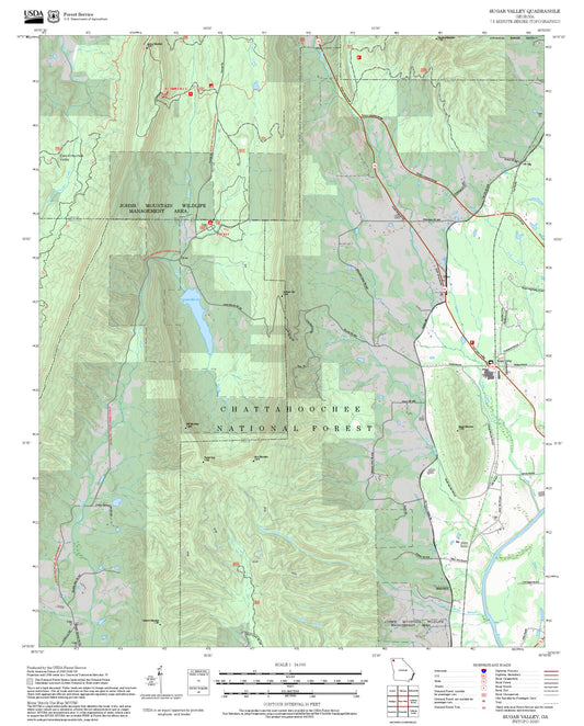 2025 Forest Service Topo Map of Sugar Valley Georgia