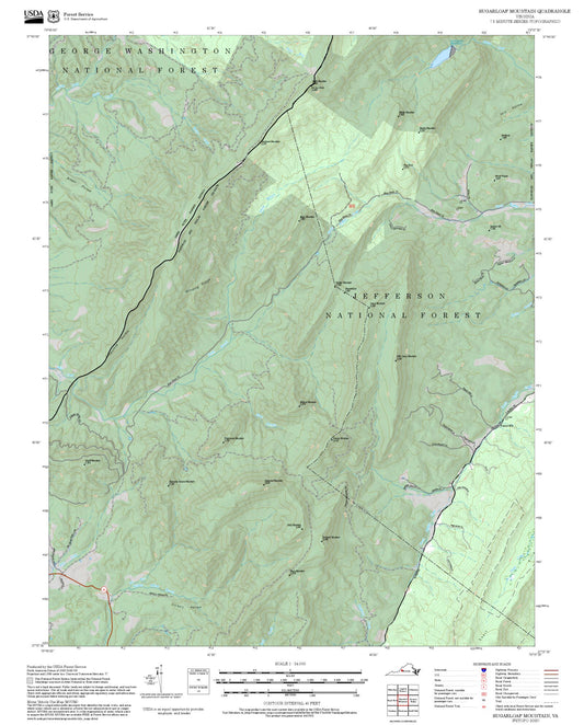 2025 Forest Service Topo Map of Sugarloaf Mountain Virginia