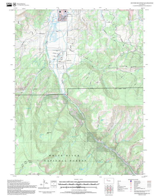 2025 Forest Service Topo Map of Suicide Mountain Colorado