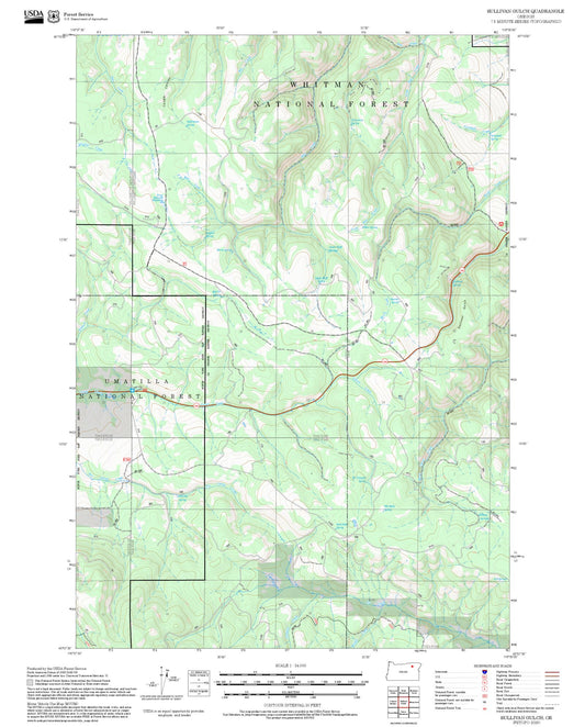 2025 Forest Service Topo Map of Sullivan Gulch Oregon