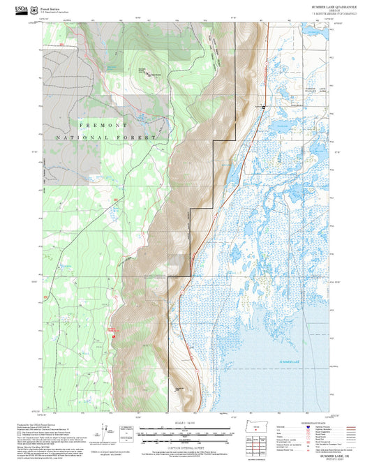 2025 Forest Service Topo Map of Summer Lake Oregon