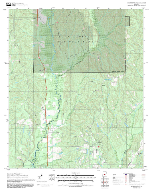 2025 Forest Service Topo Map of Summerfield Alabama