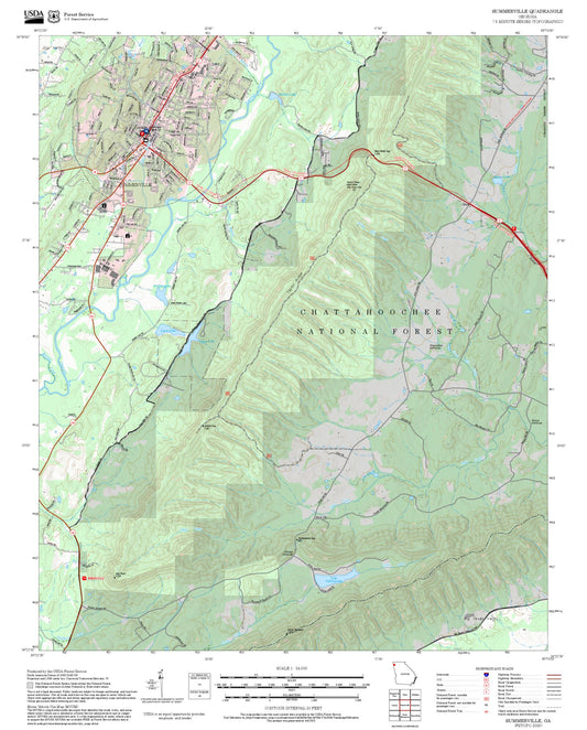 2025 Forest Service Topo Map of Summerville Georgia