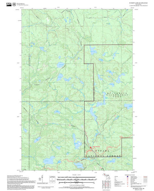 2025 Forest Service Topo Map of Summit Lake Michigan