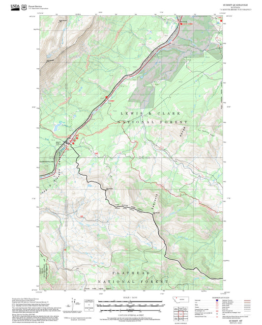 2025 Forest Service Topo Map of Summit Montana
