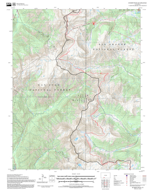 2025 Forest Service Topo Map of Summit Peak Colorado