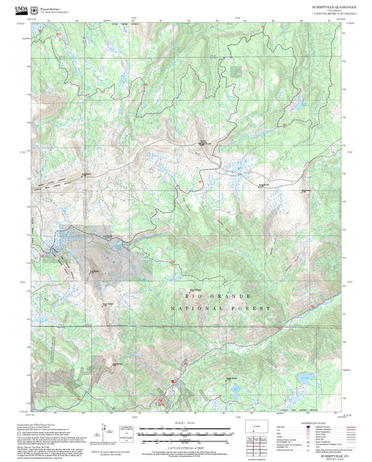 2025 Forest Service Topo Map of Summitville Colorado