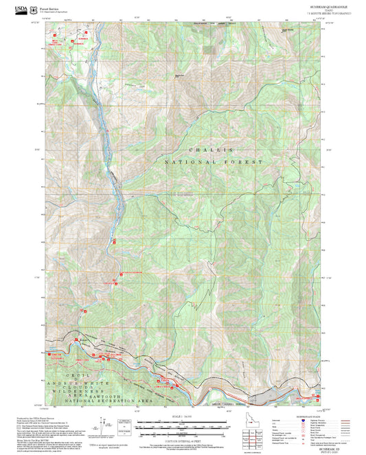 2025 Forest Service Topo Map of Sunbeam Idaho