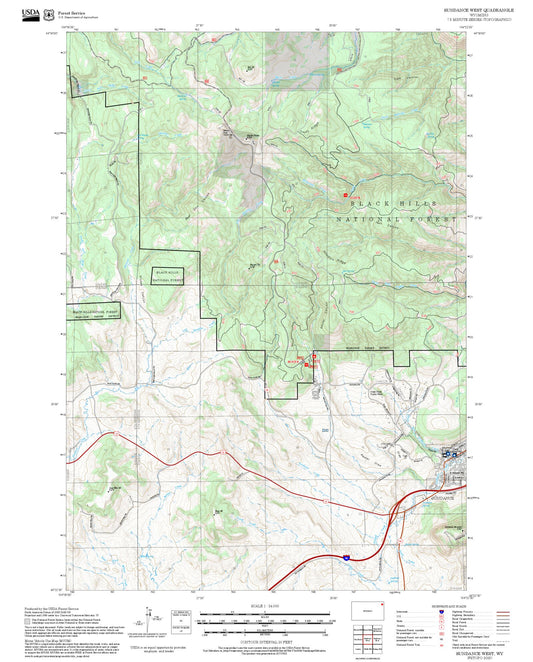 2025 Forest Service Topo Map of Sundance West Wyoming