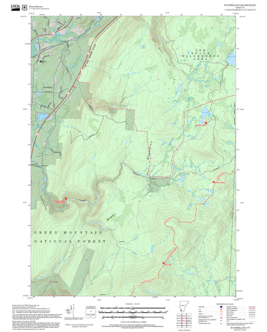 2025 Forest Service Topo Map of Sunderland Vermont