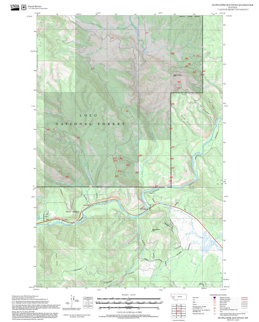 2025 Forest Service Topo Map of Sunflower Mountain Montana