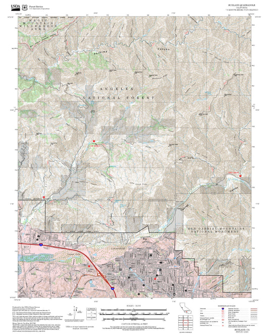 2025 Forest Service Topo Map of Sunland California