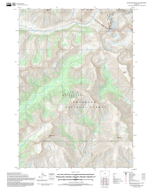 2025 Forest Service Topo Map of Sunlight Peak Wyoming