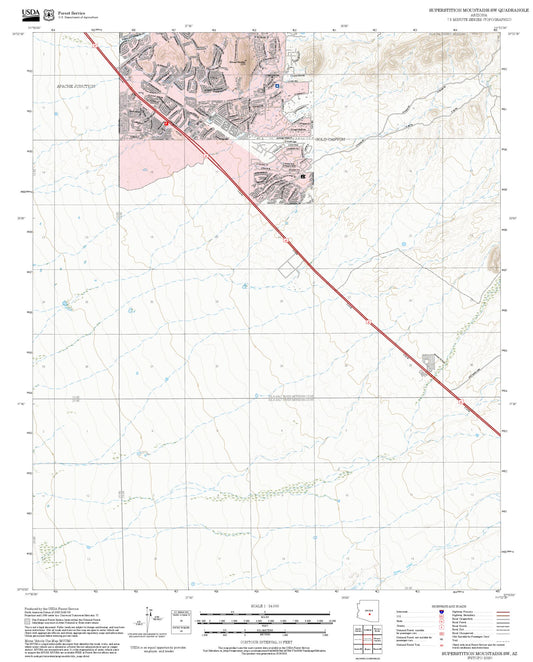 2025 Forest Service Topo Map of Superstition Mountains SW Arizona