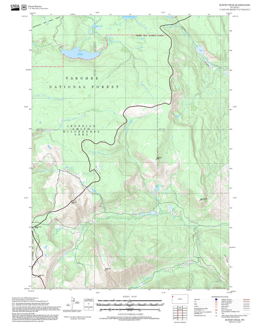2025 Forest Service Topo Map of Survey Peak Wyoming