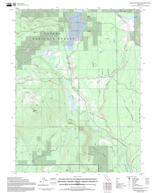 2025 Forest Service Topo Map of Swain Mountain California
