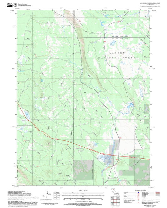 2025 Forest Service Topo Map of Swains Hole California