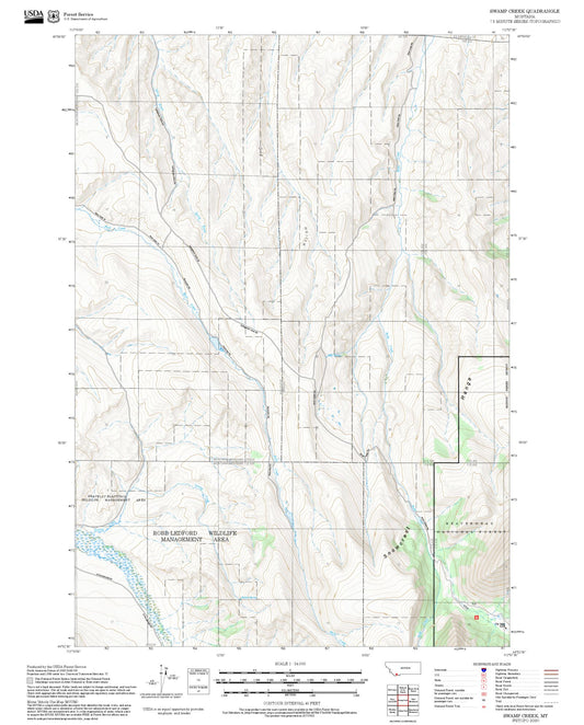 2025 Forest Service Topo Map of Swamp Creek Montana