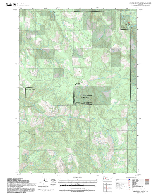 2025 Forest Service Topo Map of Swamp Mountain Oregon
