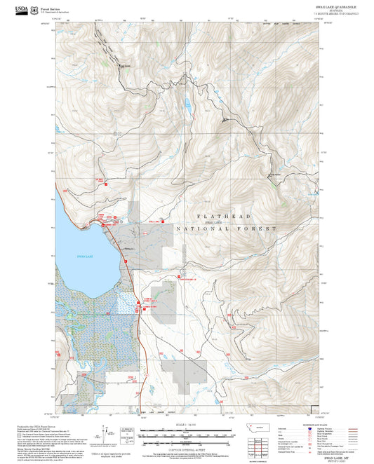 2025 Forest Service Topo Map of Swan Lake Montana