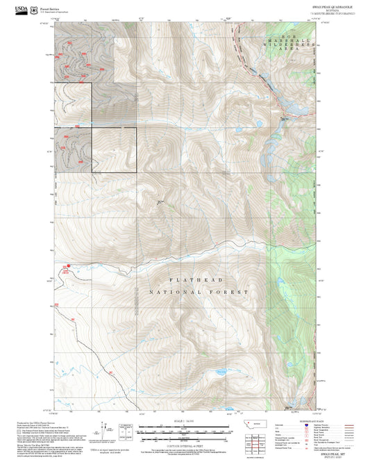 2025 Forest Service Topo Map of Swan Peak Montana