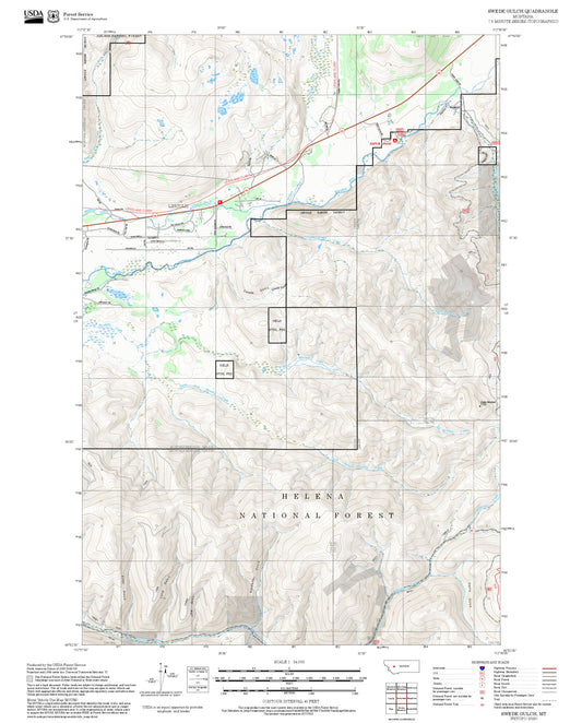 2025 Forest Service Topo Map of Swede Gulch Montana