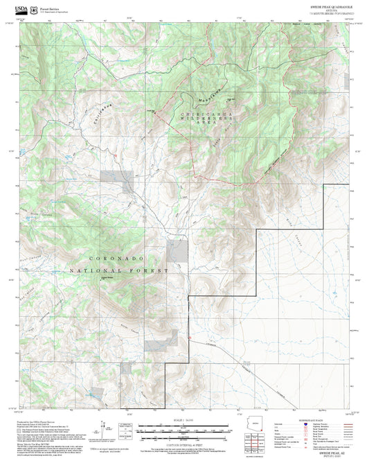 2025 Forest Service Topo Map of Swede Peak Arizona