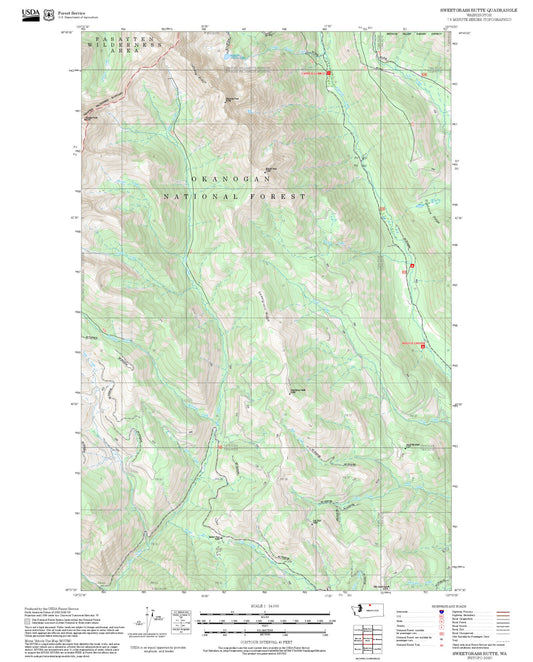 2025 Forest Service Topo Map of Sweetgrass Butte Washington