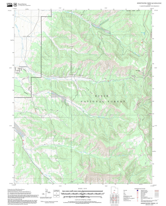 2025 Forest Service Topo Map of Sweetwater Creek Utah