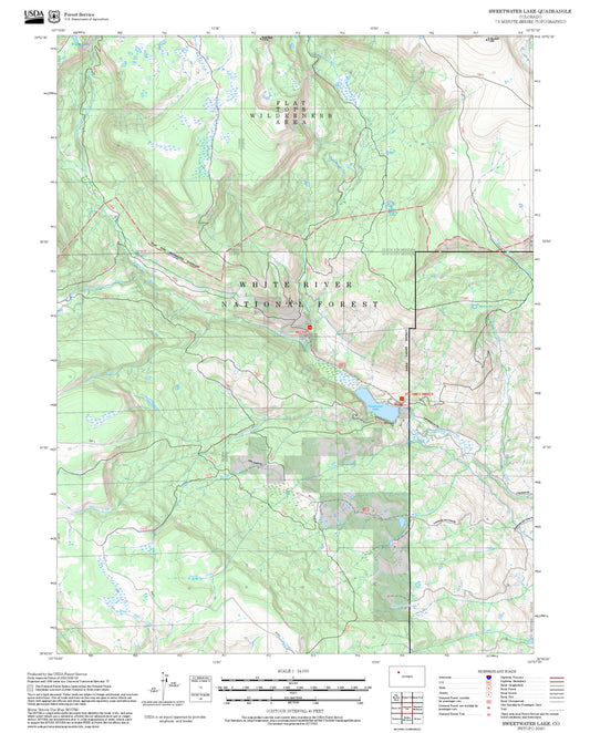 2025 Forest Service Topo Map of Sweetwater Lake Colorado