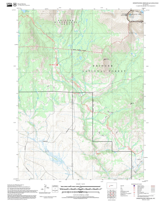 2025 Forest Service Topo Map of Sweetwater Needles Wyoming