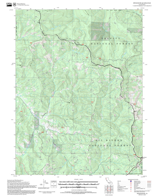 2025 Forest Service Topo Map of Swim Ridge California