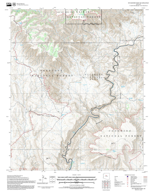 2025 Forest Service Topo Map of Sycamore Basin Arizona
