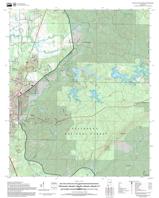 2025 Forest Service Topo Map of Sylacauga East Alabama