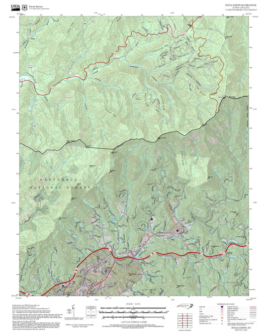 2025 Forest Service Topo Map of Sylva North North Carolina