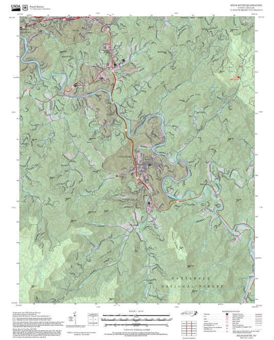 2025 Forest Service Topo Map of Sylva South North Carolina