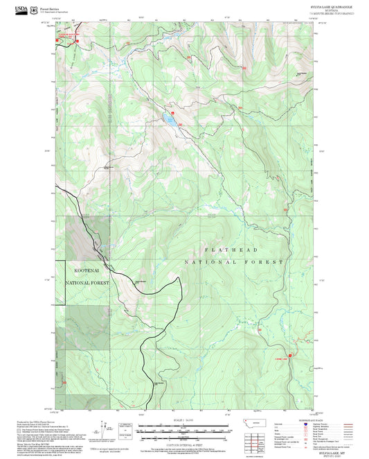 2025 Forest Service Topo Map of Sylvia Lake Montana