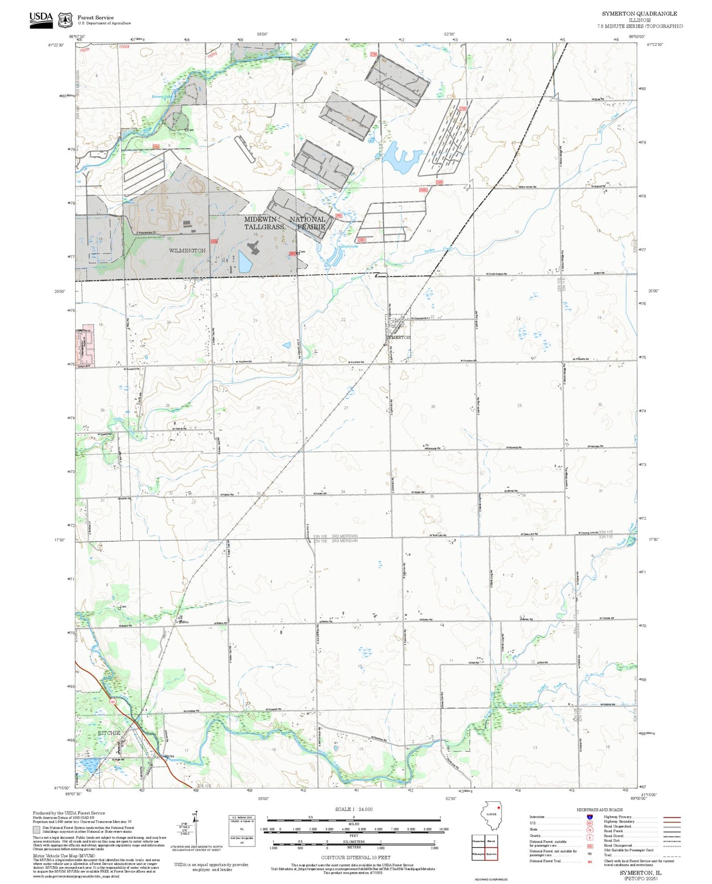 2025 Forest Service Topo Map of Symerton Illinois