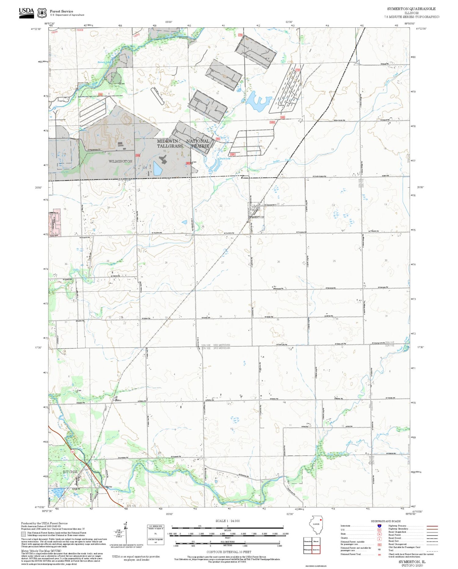 2025 Forest Service Topo Map of Symerton Illinois
